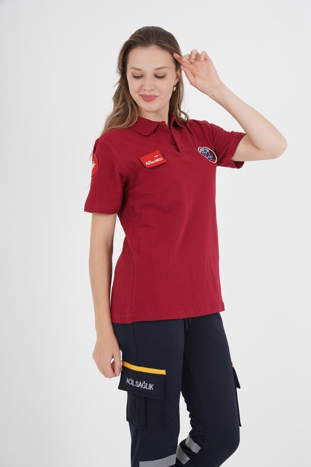 YENİ Paramedik Bordo Lacoste T-shirt (Unisex)