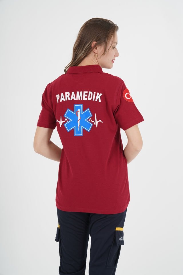 YENİ Paramedik Bordo Lacoste T-shirt (Unisex)