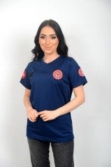 112 Acil Sağlık Lacivert Comfort V Yaka T-shirt(Fileli-Unisex)