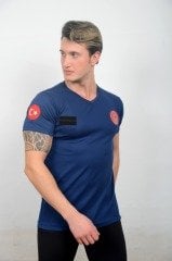 112 Acil Sağlık Lacivert Comfort V Yaka T-shirt(Fileli-Unisex)