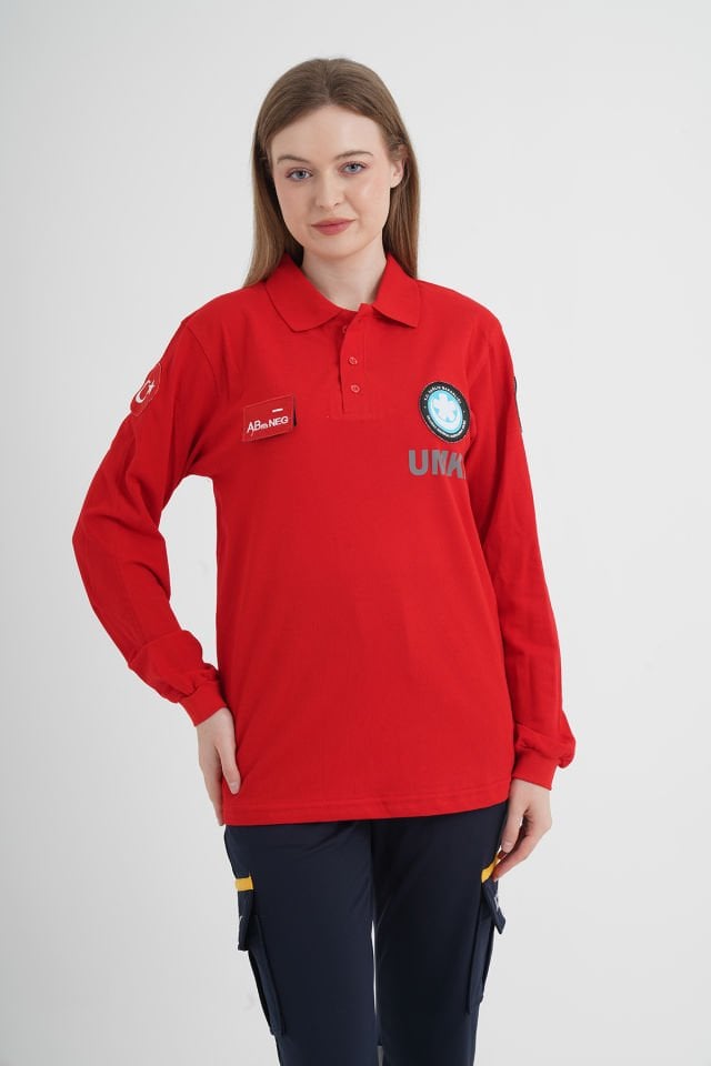 UMKE Kırmızı Lacost Uzun Kollu T-shirt (Unisex)