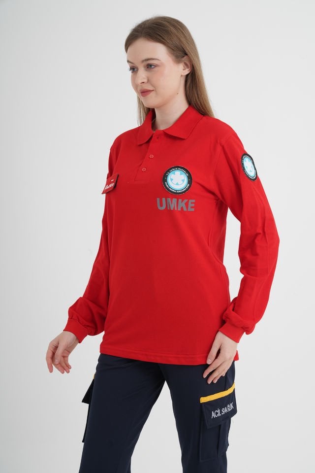 UMKE Kırmızı Lacost Uzun Kollu T-shirt (Unisex)