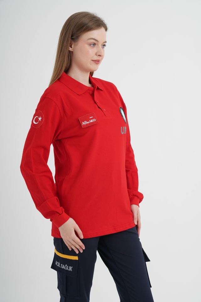 UMKE Kırmızı Lacost Uzun Kollu T-shirt (Unisex)