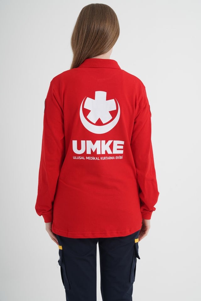 UMKE Kırmızı Lacost Uzun Kollu T-shirt (Unisex)