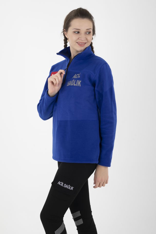Yeni Acil Sağlık Sax Mavisi Fermuarlı Swit (Unisex)