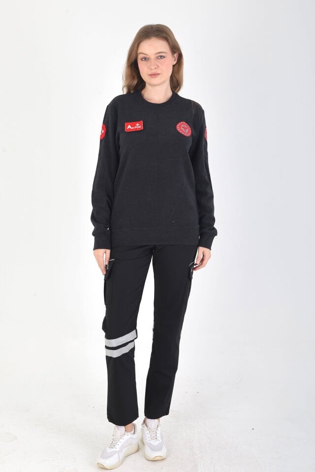 YENİ Sıfır Yaka Füme 112 Acil Sağlık Örme Kumaş Swit (Unisex)