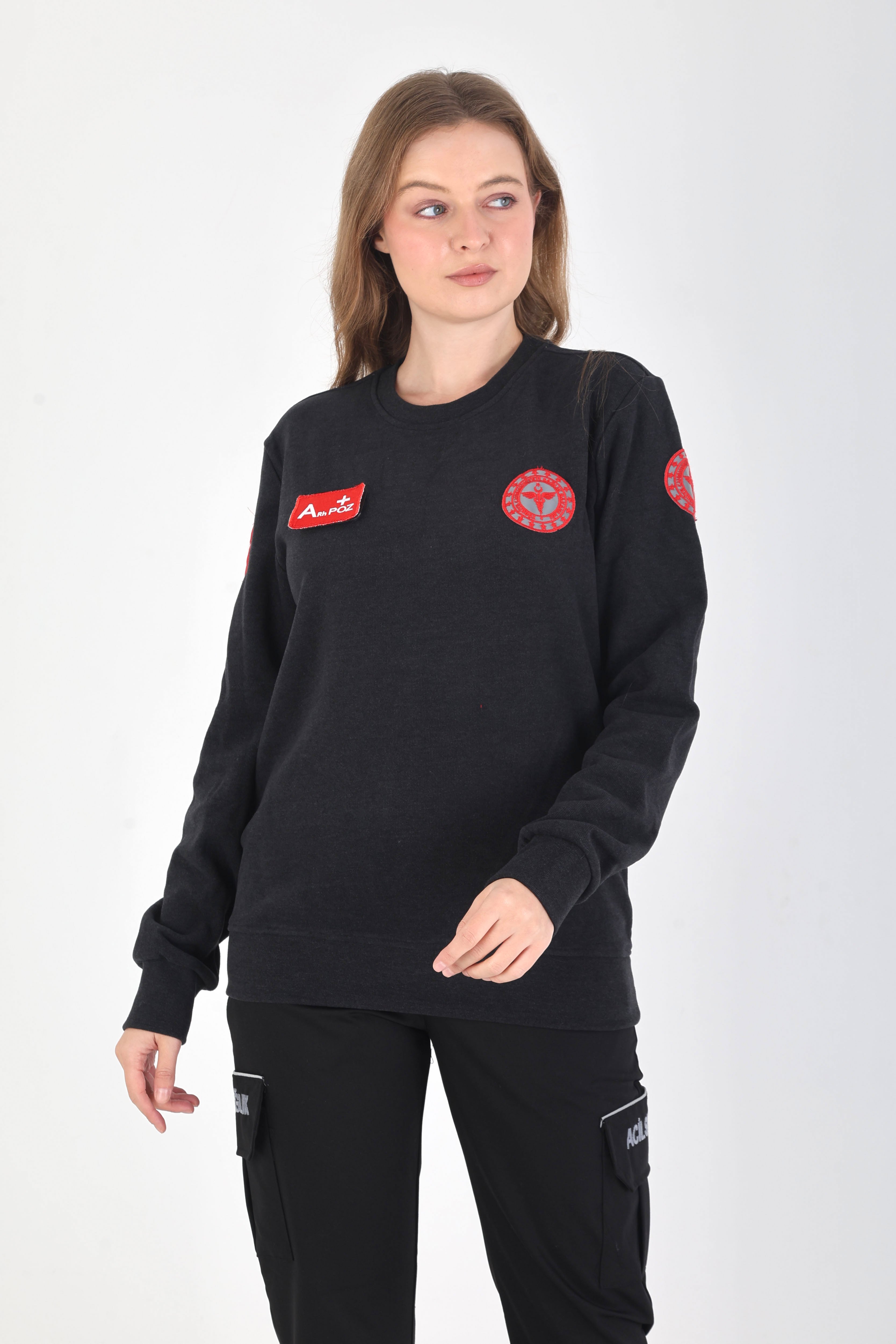 YENİ Sıfır Yaka Füme 112 Acil Sağlık Örme Kumaş Swit (Unisex)