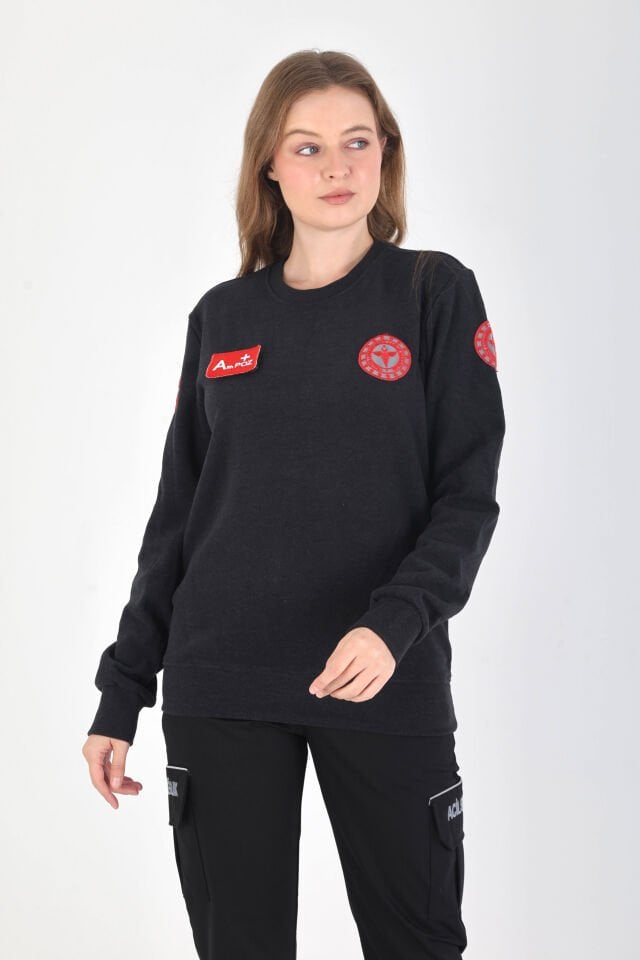 YENİ Sıfır Yaka Füme 112 Acil Sağlık Örme Kumaş Swit (Unisex)