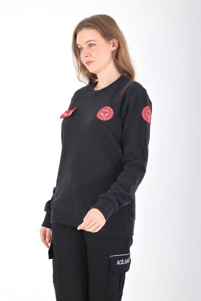 YENİ Sıfır Yaka Füme 112 Acil Sağlık Örme Kumaş Swit (Unisex)