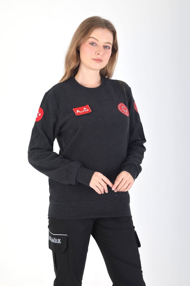 YENİ Sıfır Yaka Füme 112 Acil Sağlık Örme Kumaş Swit (Unisex)