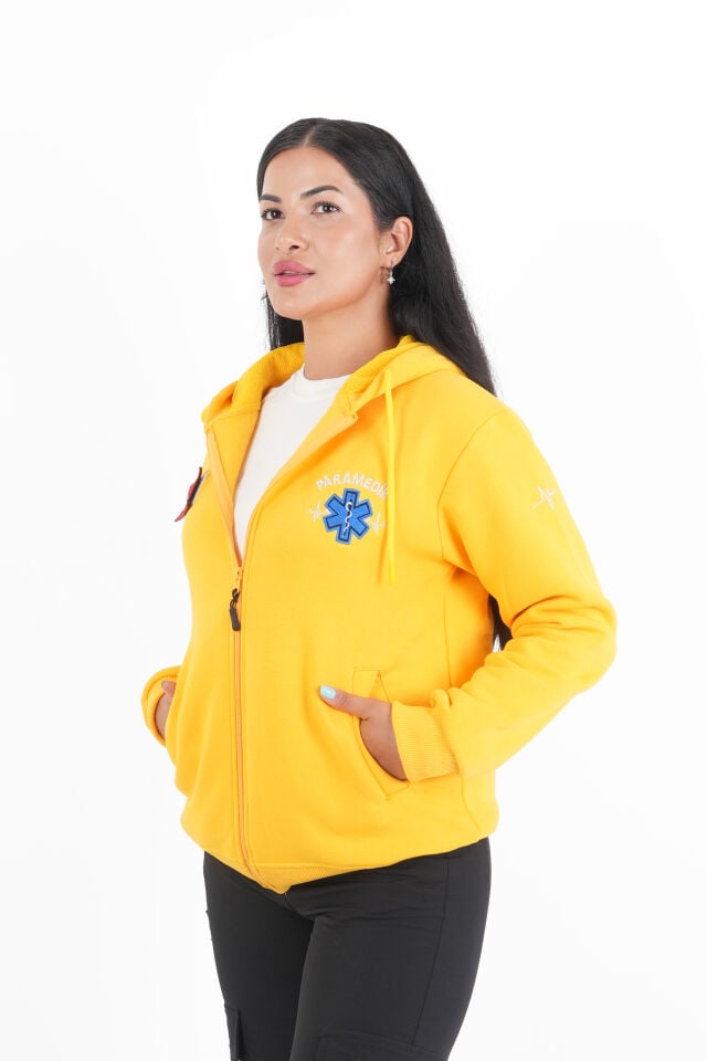 Paramedik Sarı Kapşonlu Polar (Unisex)