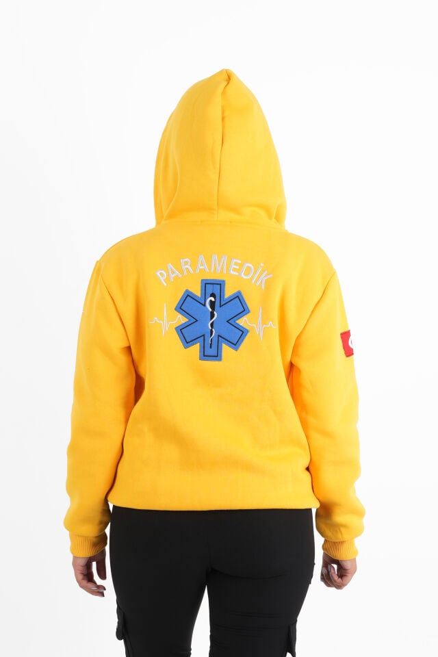 Paramedik Sarı Kapşonlu Polar (Unisex)