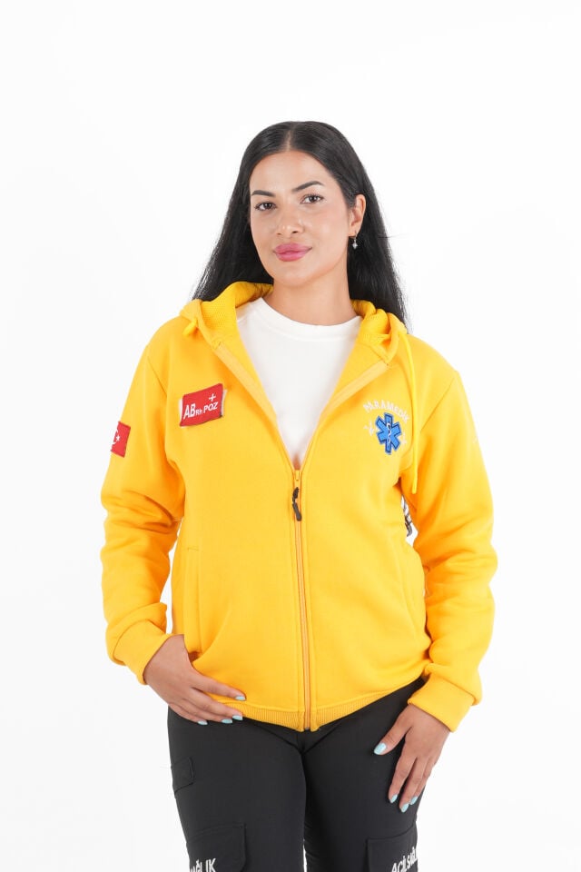 Paramedik Sarı Kapşonlu Polar (Unisex)