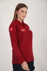 YENİ Paramedik Uzun Kollu Bordo Lacost T-shirt(Unisex)