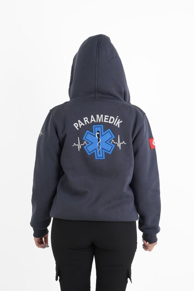 Paramedik Füme Kapşonlu Polar (Unisex)
