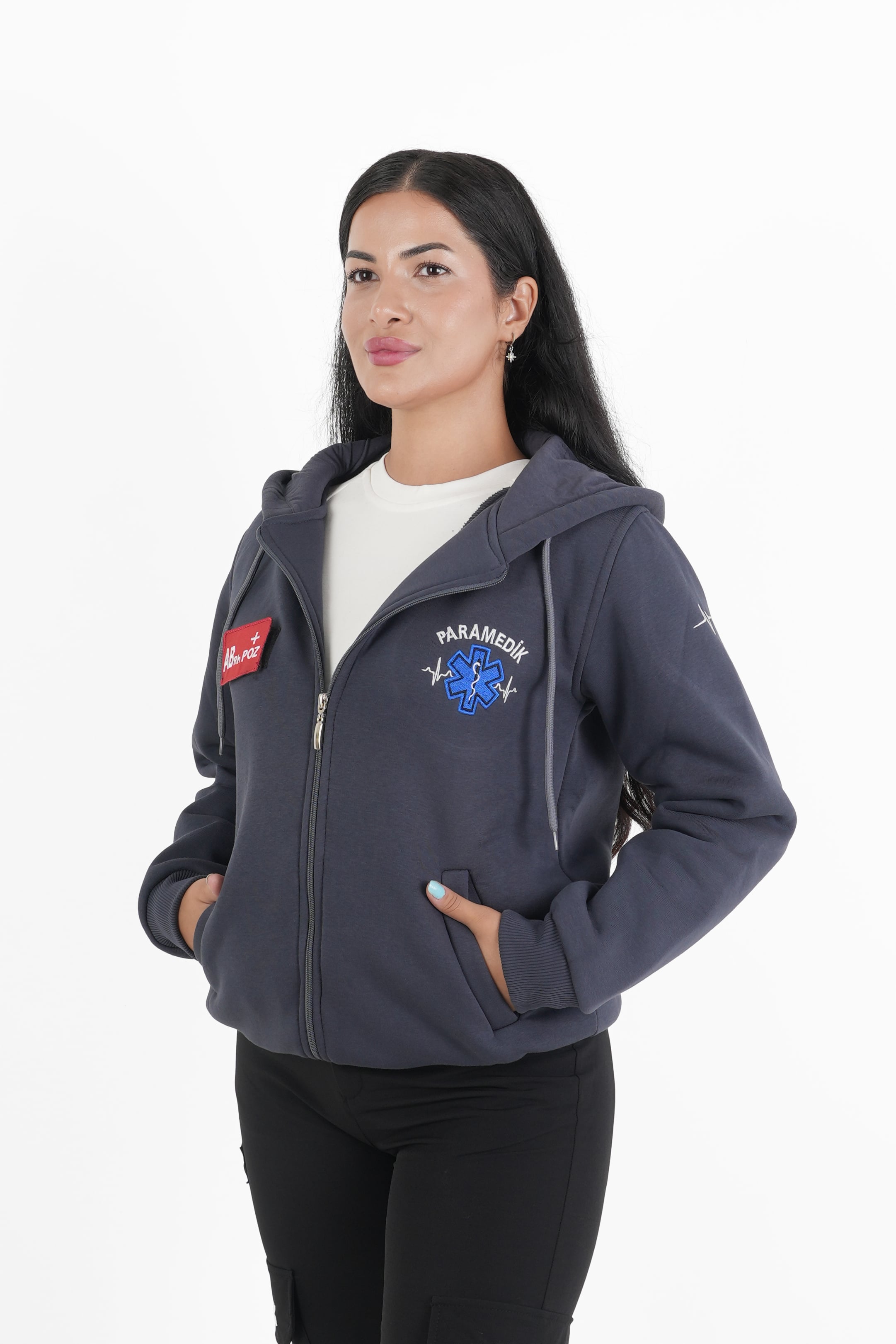 Paramedik Füme Kapşonlu Polar (Unisex)