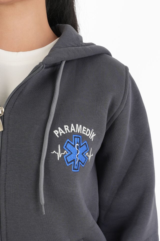 Paramedik Füme Kapşonlu Polar (Unisex)