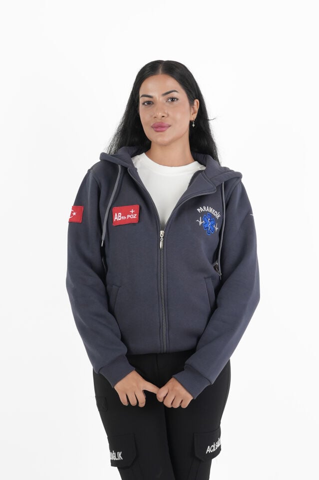 Paramedik Füme Kapşonlu Polar (Unisex)