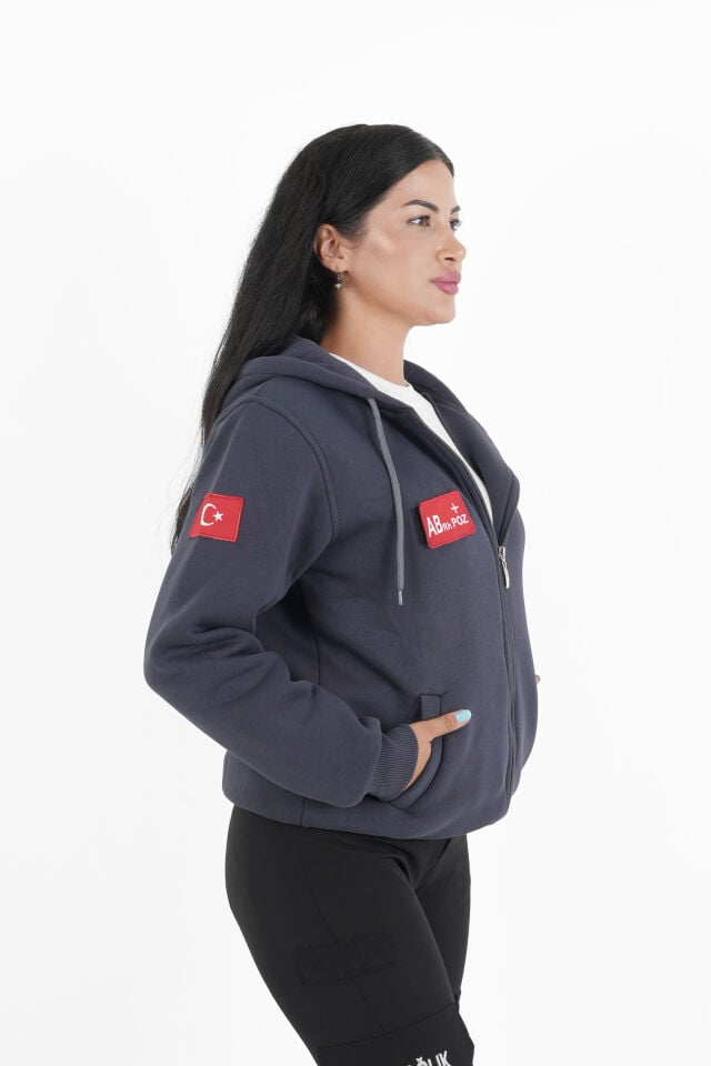 Paramedik Füme Kapşonlu Polar (Unisex)