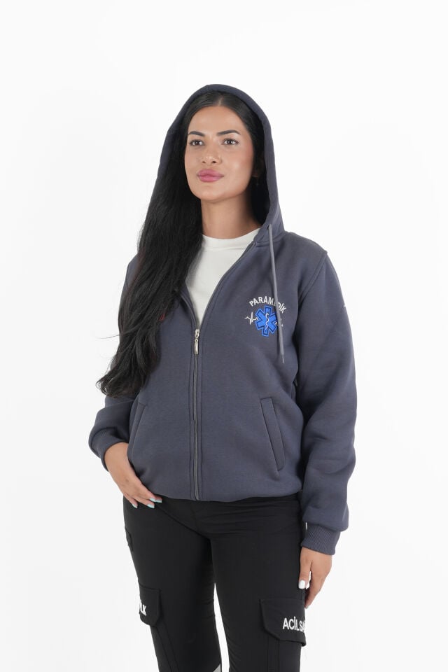 Paramedik Füme Kapşonlu Polar (Unisex)