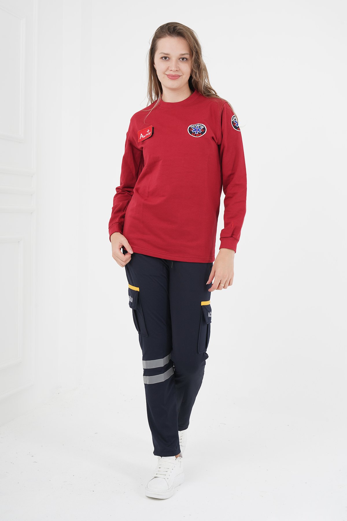 YENİ Paramedik Sıfır Yaka Bordo Swit(Unisex)