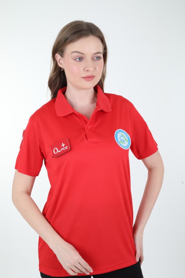 Evde Kırmızı Polo Yaka Comfort T-shirt (Unisex-Fileli)