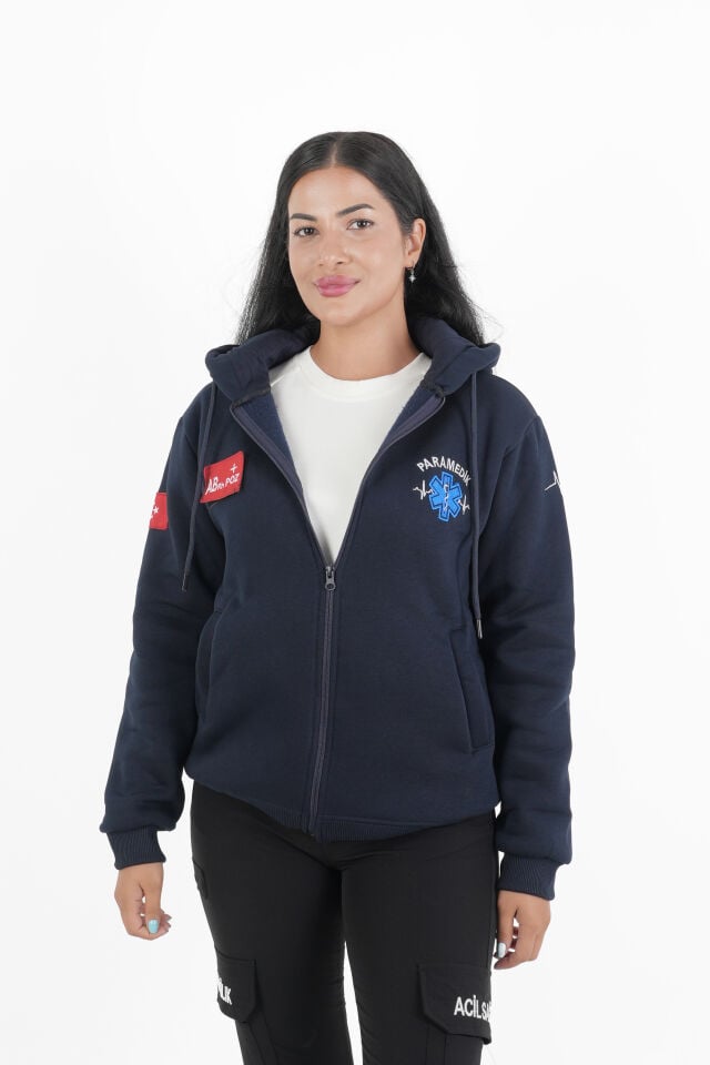 Paramedik Lacivert Kapşonlu Polar (Unisex)