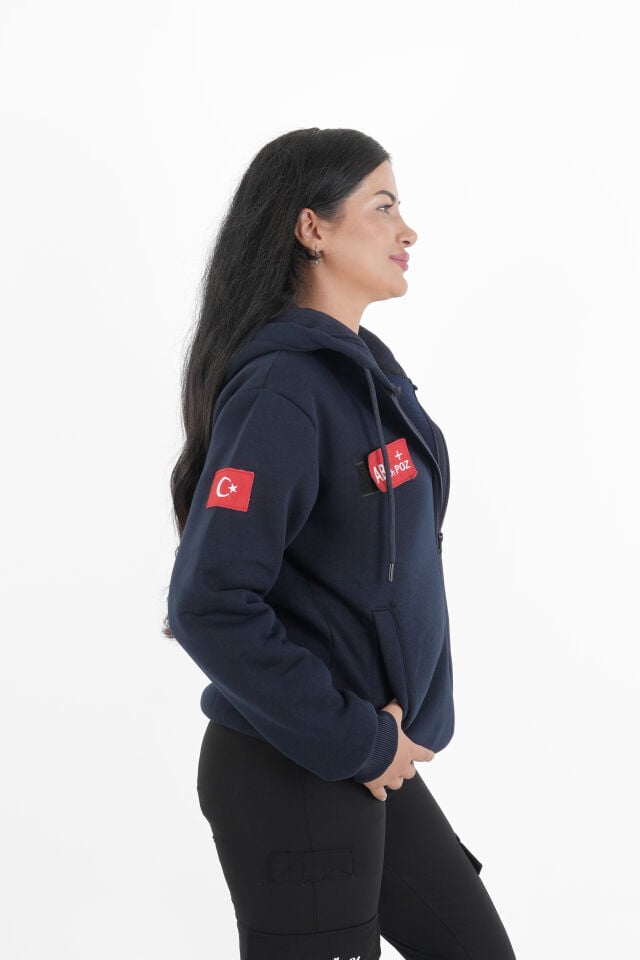 Paramedik Lacivert Kapşonlu Polar (Unisex)