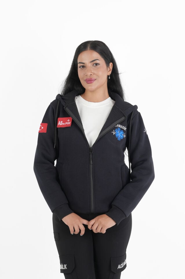 Paramedik Lacivert Kapşonlu Polar (Unisex)