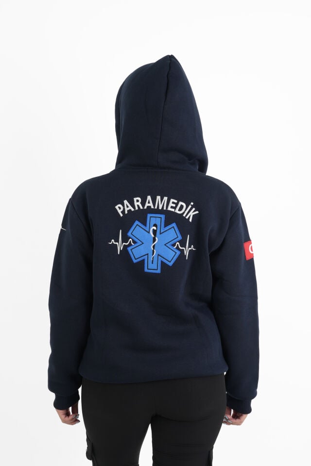Paramedik Lacivert Kapşonlu Polar (Unisex)