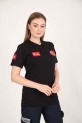 YENİ Acil Sağlık V Yaka Siyah Penye T-shirt (Unisex)