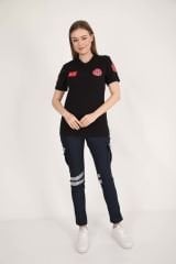 YENİ Acil Sağlık V Yaka Siyah Penye T-shirt (Unisex)