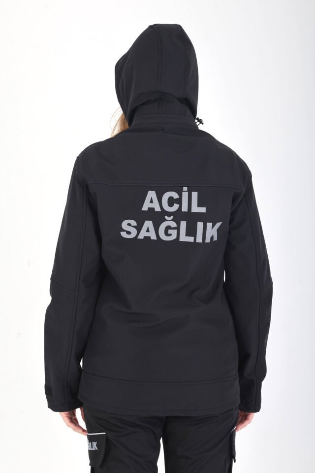 Acil Sağlık Siyah Shoftshell Mont (Unisex-Su Geçirmez)