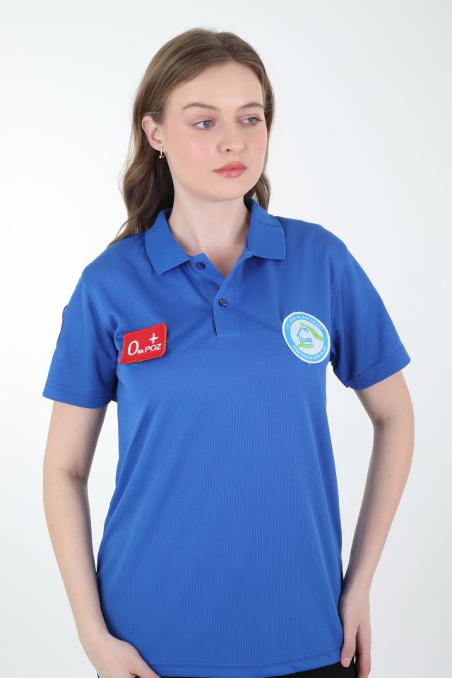 Evde Sağlık Sax Mavisi Polo Yaka Comfort T-shirt (Fileli-Unisex)