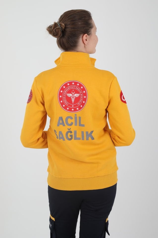 Yeni Fermuarlı (112) Acil Sağlık Swit Sarı (Unisex-3 İplik)