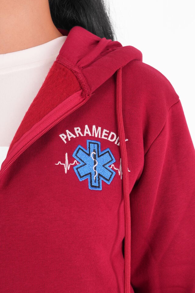 Paramedik Bordo Kapşonlu Polar (Unisex)
