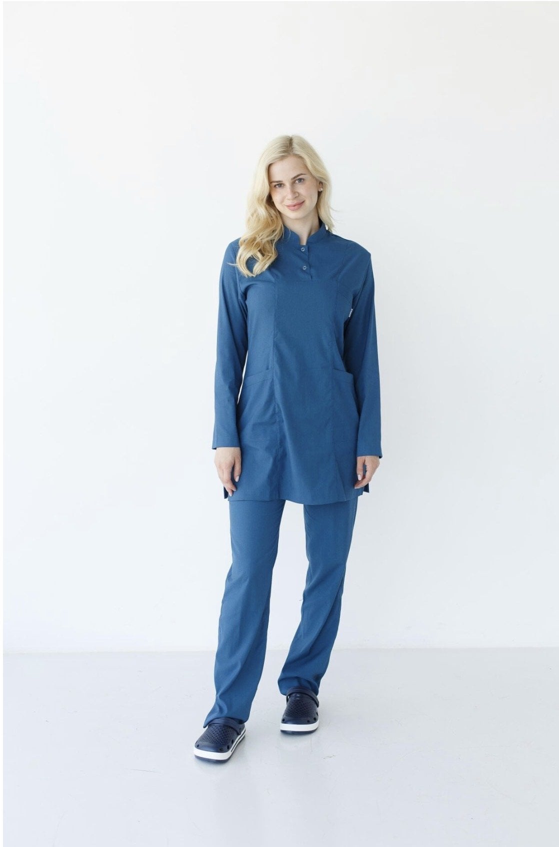 Petrol Mavisi Tesettür Likralı Cerrahi Takım