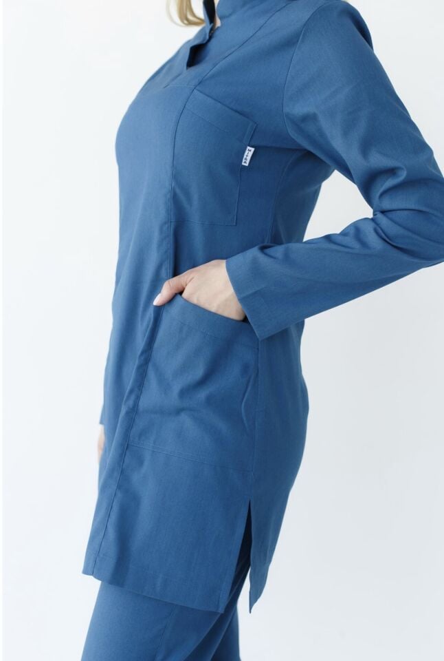 Petrol Mavisi Tesettür Likralı Cerrahi Takım