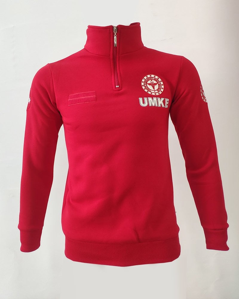 Yeni UMKE Fermuarlı Kırmızı Swit (Unisex-3 iplik)