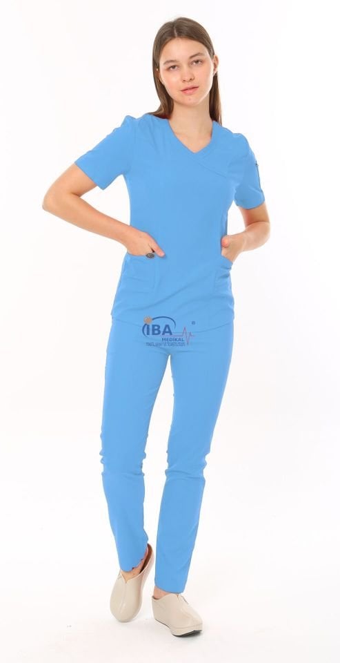 İ-Soft Slim Fit Likralı Cerrahi Takım Açık Mavi