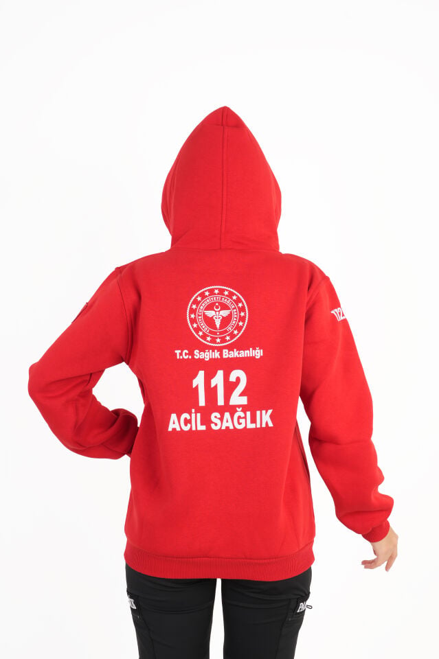 Sağlık Bakanlığı 112 Acil Kırmızı Kapşonlu Swit (Unisex)