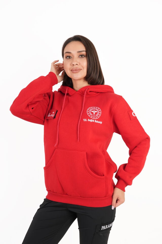 Sağlık Bakanlığı 112 Acil Kırmızı Kapşonlu Swit (Unisex)