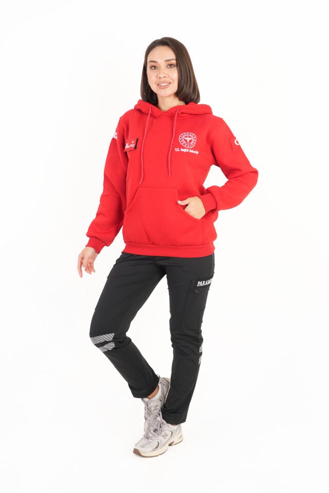 Sağlık Bakanlığı 112 Acil Kırmızı Kapşonlu Swit (Unisex)