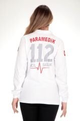 Yeni 112 Paramedik Beyaz Uzun Kollu Lacost T-shirt (Unisex)