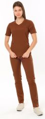 İ-SOFT LİKRALI TAKIM(SLİM FİT) XXS-34/36 Beden - Kahverengi