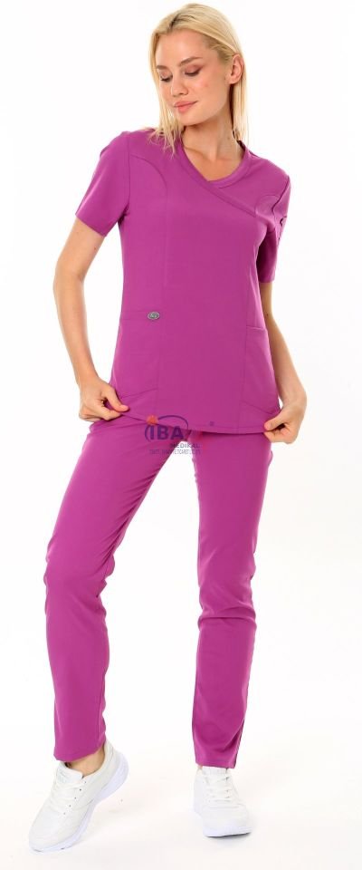 I-Soft Slim Fit Cerrahi Likralı Takım Açık Mürdüm