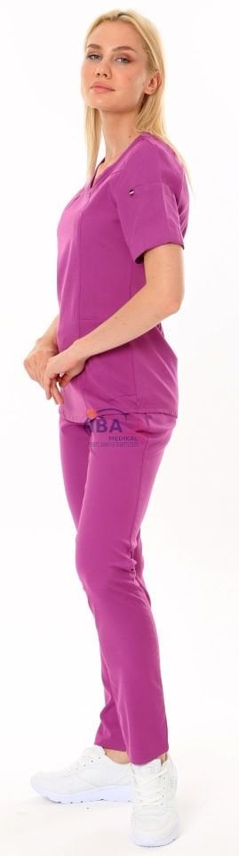 I-Soft Slim Fit Cerrahi Likralı Takım Açık Mürdüm