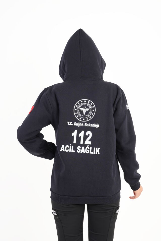 Sağlık Bakanlığı 112 Acil Lacivert Kapşonlu Swit (Unisex)