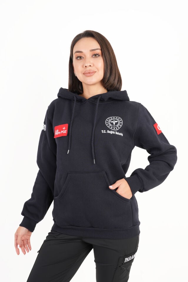 Sağlık Bakanlığı 112 Acil Lacivert Kapşonlu Swit (Unisex)