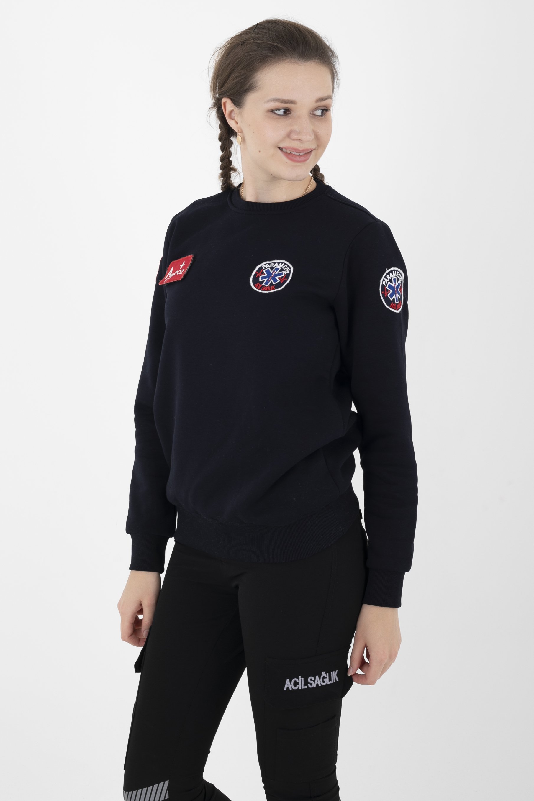 Yeni Paramedik Lacivert Sıfır Yaka Swit (Unisex-3 İplik)